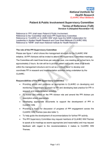 Patient &amp; Public Involvement Supervisory Committee Terms of Reference (ToR)