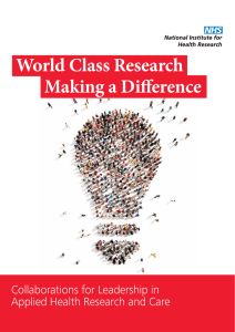 World Class Research Making a Difference Collaborations for Leadership in