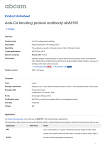 Anti-C4 binding protein antibody ab83755 Product datasheet 2 Images Overview