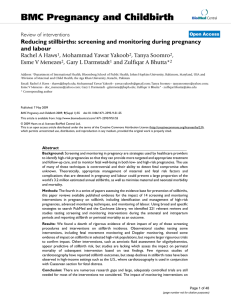 BMC Pregnancy and Childbirth Reducing stillbirths: screening and monitoring during pregnancy