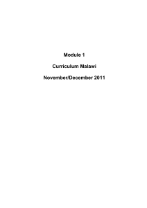 Module 1 Curriculum Malawi November/December 2011