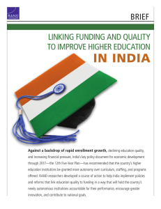 in india  LiNkiNg FuNDiNg AND QuALity to impRove HigHeR eDuCAtioN