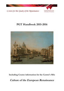 Culture of the European Renaissance PGT Handbook 2015-2016