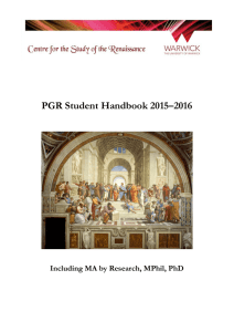 PGR Student Handbook 2015–2016 Including MA by Research, MPhil, PhD