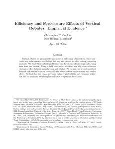 Efficiency and Foreclosure E↵ects of Vertical Rebates: Empirical Evidence ⇤ Christopher T. Conlon