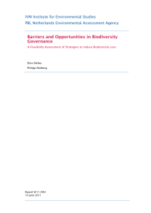 Barriers and Opportunities in Biodiversity Governance IVM Institute for Environmental Studies