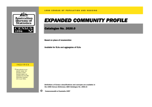 EXPANDED COMMUNITY PROFILE Catalogue No. 2020.0 Based on place of enumeration