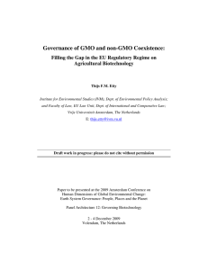 Governance of GMO and non-GMO Coexistence: Agricultural Biotechnology