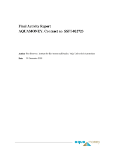 Final Activity Report AQUAMONEY, Contract no. SSPI-022723 Author Date