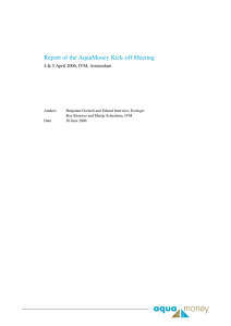 Report of the AquaMoney Kick-off Meeting
