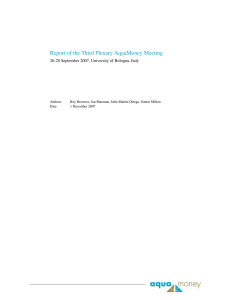 Report of the Third Plenary AquaMoney Meeting  Authors