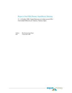 Report of the Fifth Plenary AquaMoney Meeting