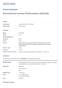 Recombinant mouse CCL28 protein ab201426 Product datasheet Overview Product name