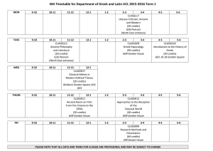 MA Timetable for Department of Greek and Latin UCL 2015-2016...