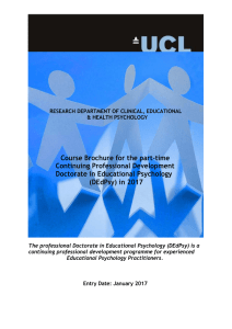 Course Brochure for the part-time Continuing Professional Development Doctorate in Educational Psychology