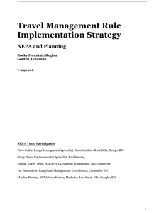 Travel Management Rule Implementation Strategy NEPA and Planning