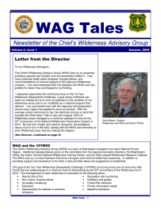 WAG Tales  Newsletter of the Chief’s Wilderness Advisory Group