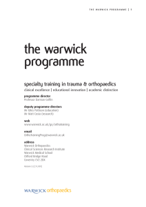 the warwick programme specialty training in trauma &amp; orthopaedics |