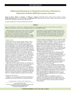 Puccinia striiformis Leymus cinereus Plant Health Research