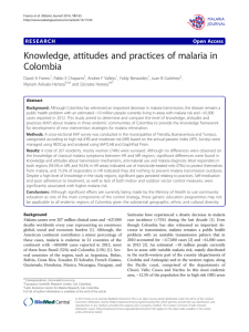 Knowledge, attitudes and practices of malaria in Colombia Open Access