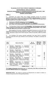 TELANGANA STATE PUBLIC SERVICE COMMISSION: HYDERABAD NOTIFICATION NO. 13/2015, Dt. 05/09/2015
