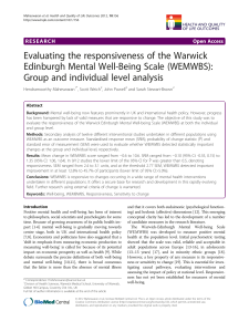 Evaluating the responsiveness of the Warwick Edinburgh Mental Well-Being Scale (WEMWBS):