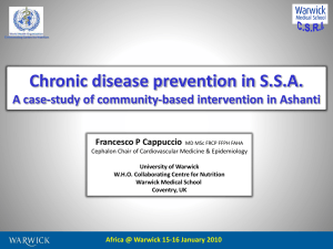 Chronic disease prevention in S.S.A. Francesco P Cappuccio