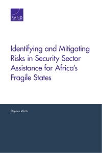 Identifying and Mitigating Risks in Security Sector Assistance for Africa’s Fragile States