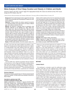 Meta-Analysis of Short Sleep Duration and Obesity in Children and... SLEEp DuraTiOn anD WEigHT