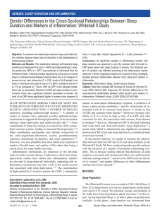 Gender Differences in the Cross-Sectional Relationships Between Sleep