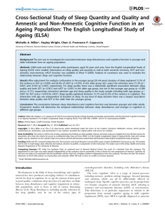 Cross-Sectional Study of Sleep Quantity and Quality and