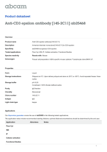 Anti-CD3 epsilon antibody [145-2C11] ab25468 Product datasheet Overview Product name