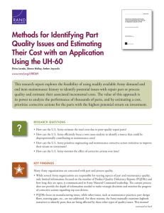 Methods for Identifying Part Quality Issues and Estimating Using the UH-60