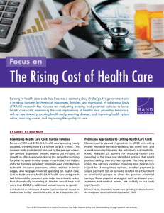 The Rising Cost of Health Care Focus on