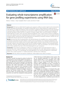 Evaluating whole transcriptome amplification for gene profiling experiments using RNA-Seq Open Access