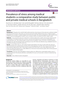 Prevalence of stress among medical students: a comparative study between public and private medical schools in Bangladesh
