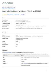 Anti-Interleukin 34 antibody [1D12] ab101443 Product datasheet 1 Abreviews 3 Images