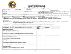 Xavier University of Louisiana Individual Development Review Exempt/Managerial and Supervisory Positions