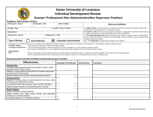 Xavier University of Louisiana Individual Development Review