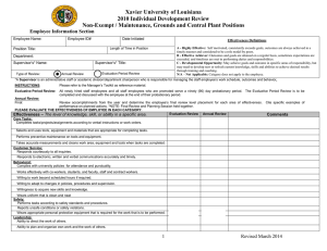 Xavier University of Louisiana 2010 Individual Development Review