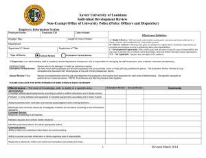 Xavier University of Louisiana Individual Development Review