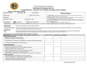 Xavier University of Louisiana Individual Development Review Employee Information Section