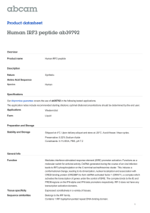 Human IRF3 peptide ab39792 Product datasheet Overview Product name