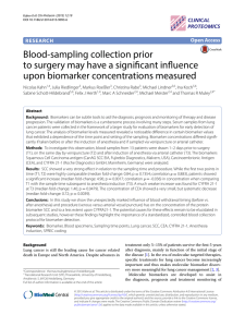 Blood-sampling collection prior to surgery may have a significant influence upon biomarker concentrations measured