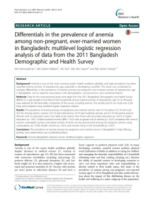Differentials in the prevalence of anemia among non-pregnant, ever-married women