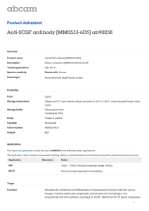 Anti-SCGF antibody [MM0533-6D5] ab90238 Product datasheet Overview Product name