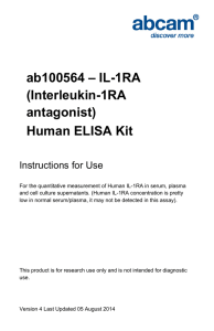 ab100564 – IL-1RA (Interleukin-1RA antagonist) Human ELISA Kit