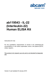ab119543 - IL-22 (Interleukin-22) Human ELISA Kit