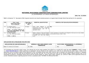 NATIONAL BUILDINGS CONSTRUCTION CORPORATION LIMITED (A GOVERNMENT OF INDIA ENTERPRISE)