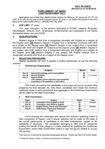 PARLIAMENT OF INDIA  Advt. No.4/2015